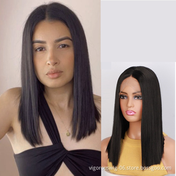 Vigorous Natural Hair Wigs For Black Women Straight Synthetic Lace Front Hair 14Inch Lace Front Wig Cosplay Black Lace Front Wig
